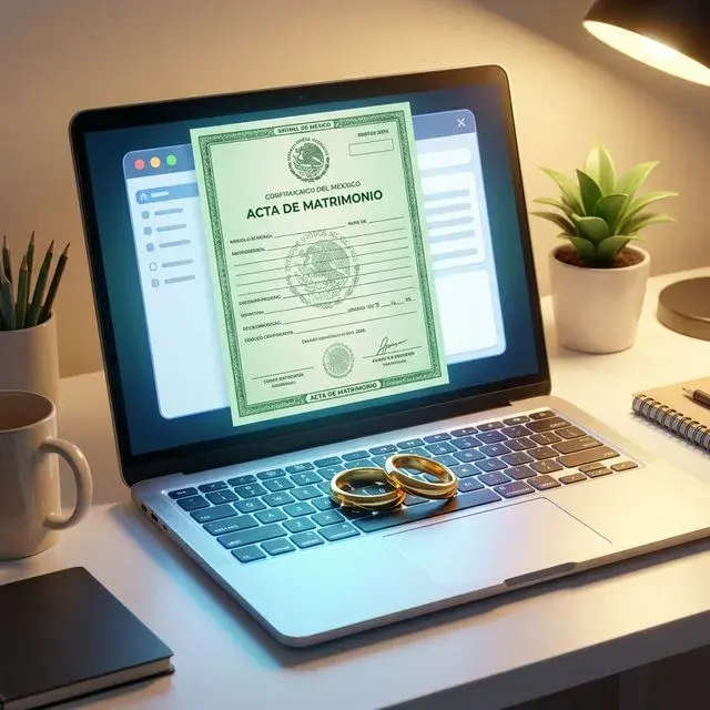 Imagen principal de Acta de Matrimonio en Línea PDF 2026: Costos y Pasos